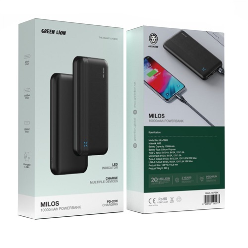 پاوربانک گرین لاین مدل MILOS PD 20W (10000mAh)