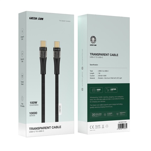 کابل تایپ سی به تایپ سی گرین Green Braided Type-c to Type-c Cable 1.2M